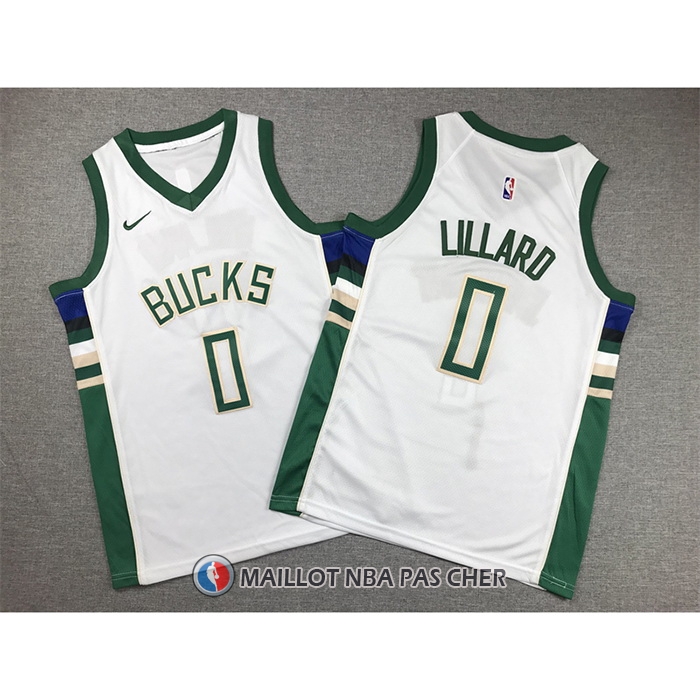 Maillot Enfant Milwaukee Bucks Damian Lillard NO 0 Association 2022-23 Blanc